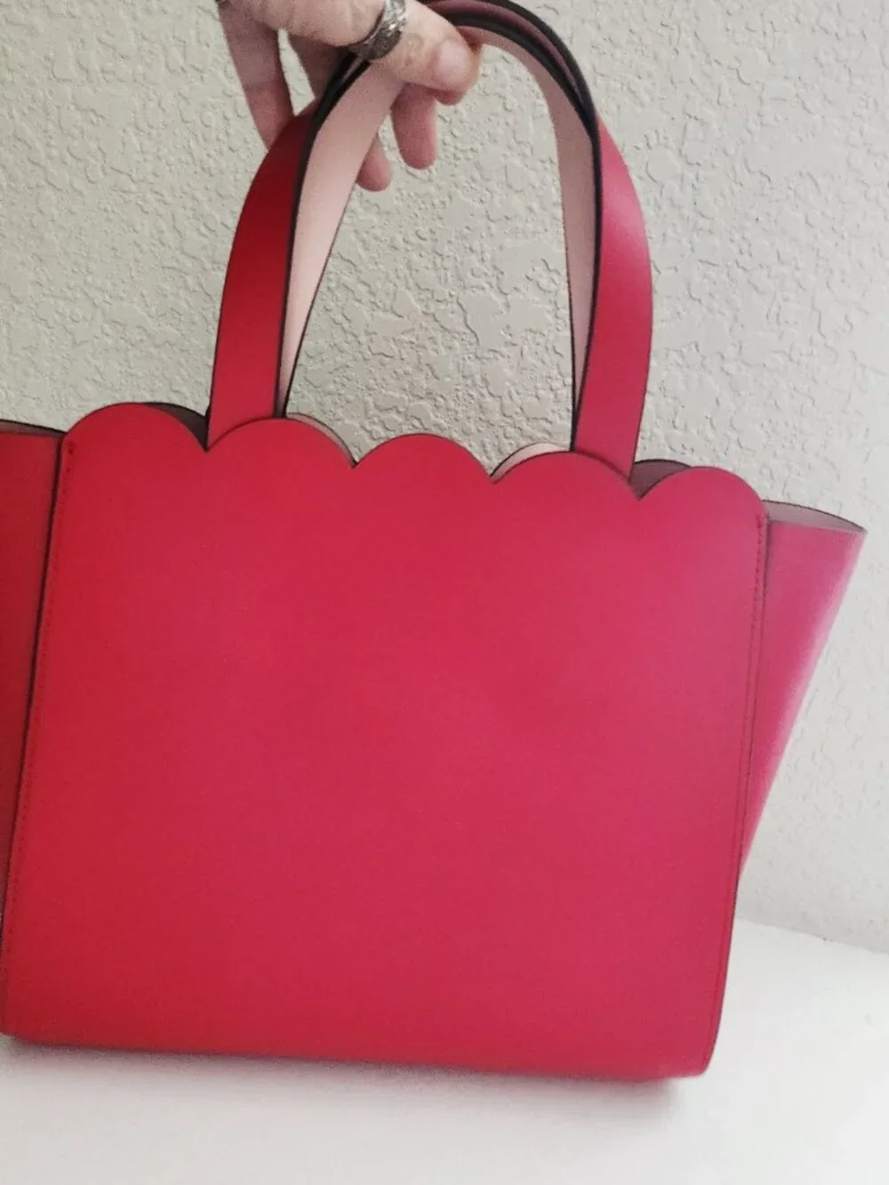 New Kate Spade NY Mina Red Leather Scalloped Shoulder Bag Purse